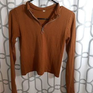 Forever 21 Brown Long Sleeve Crop Top
